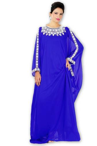 Royal blue georgette embriodery islamic kaftans
