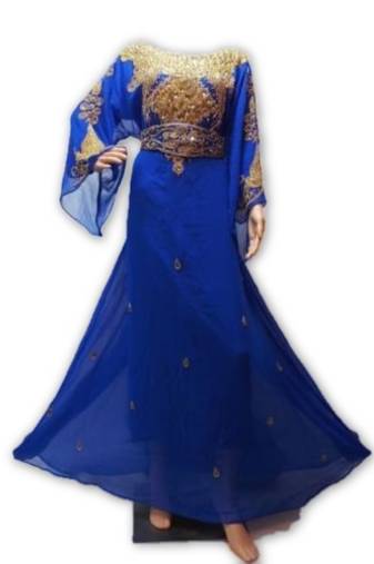Royal blue georgette embriodery islamic kaftans