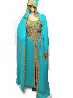 Blue georgette embriodery islamic kaftans 1