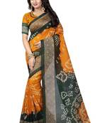 Orange printed bhagalpuri saree with blouse