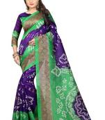 Blue printed bhagalpuri saree with blouse