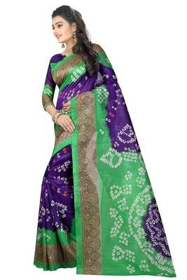 Blue printed bhagalpuri saree with blouse 3