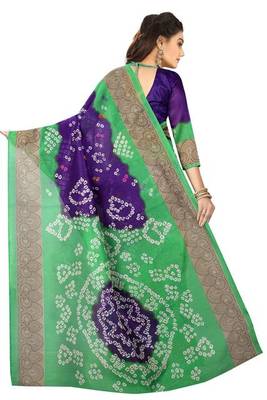 Blue printed bhagalpuri saree with blouse 4