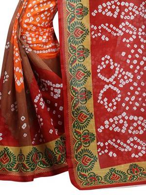 Red printed bhagalpuri saree with blouse 2
