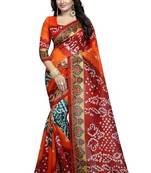 Red printed bhagalpuri saree with blouse