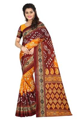 Red printed bhagalpuri saree with blouse 1