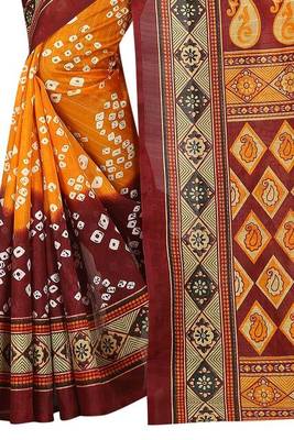 Red printed bhagalpuri saree with blouse 2
