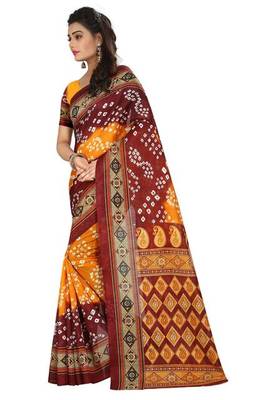 Red printed bhagalpuri saree with blouse 3