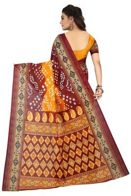 Red printed bhagalpuri saree with blouse 4
