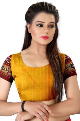 Red printed bhagalpuri saree with blouse 5