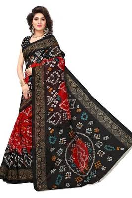 Black printed bhagalpuri saree with blouse 3