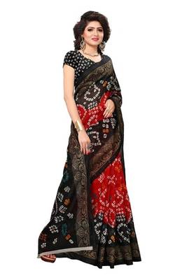 Black printed bhagalpuri saree with blouse 4