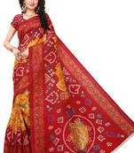 Red printed bhagalpuri saree with blouse