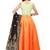 Orange plain dupion silk stitched lehenga with dupatta