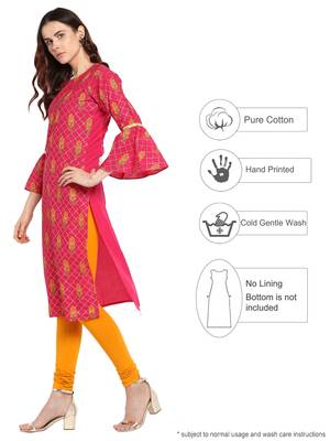 Pink printed cotton kurtis 3