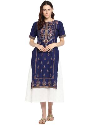 Blue printed cotton kurtis 1