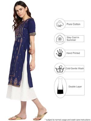 Blue printed cotton kurtis 3