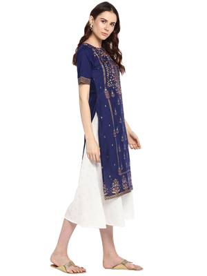 Blue printed cotton kurtis 4