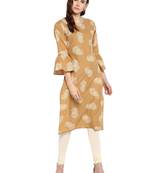 Mustard printed cotton kurtis