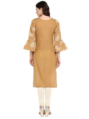 Mustard printed cotton kurtis 2