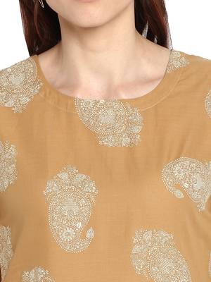 Mustard printed cotton kurtis 5