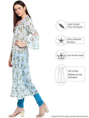Sky-blue printed georgette kurtis 3