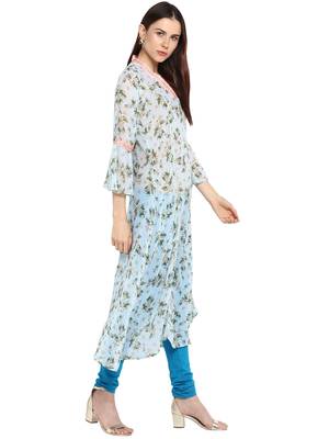 Sky-blue printed georgette kurtis 4