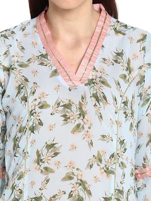 Sky-blue printed georgette kurtis 5