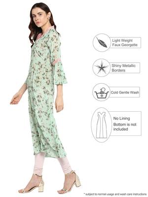Sea-green printed georgette kurtis 3