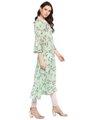Sea-green printed georgette kurtis 4