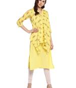 Yellow printed cotton kurtis