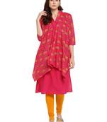 Pink printed cotton kurtis