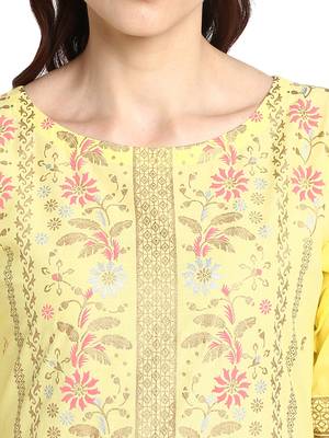Yellow printed cotton kurtis 5