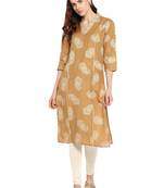 Mustard printed cotton kurtis