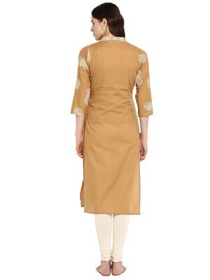 Mustard printed cotton kurtis 2