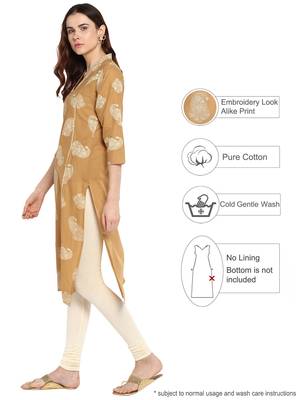Mustard printed cotton kurtis 3
