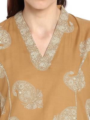 Mustard printed cotton kurtis 5