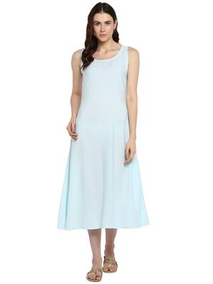 Sky-blue plain crepe kurtis 1