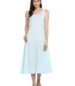 Sky-blue plain crepe kurtis