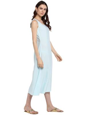 Sky-blue plain crepe kurtis 4