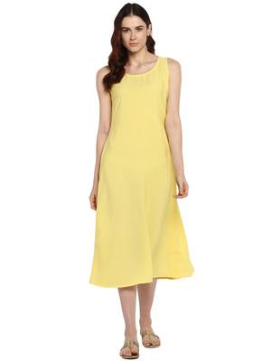 Yellow plain crepe kurtis 1