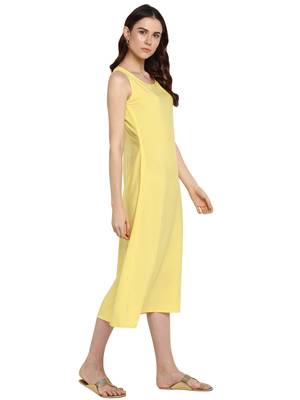 Yellow plain crepe kurtis 4