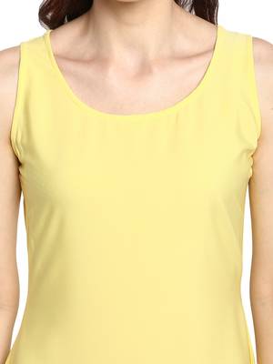 Yellow plain crepe kurtis 5