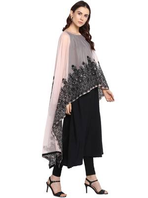 Black printed net kurtis 4