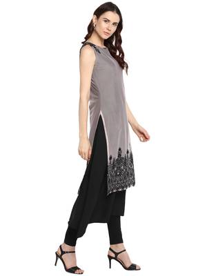 Black printed net kurtis 4