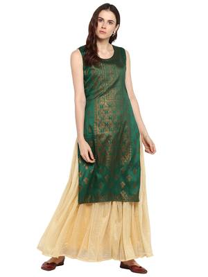 Green printed polyester kurtis 1