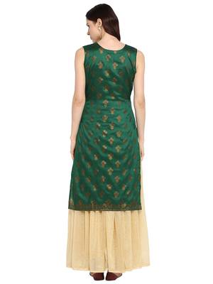 Green printed polyester kurtis 2