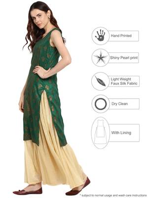 Green printed polyester kurtis 3