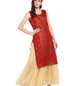 Red printed polyester kurtis