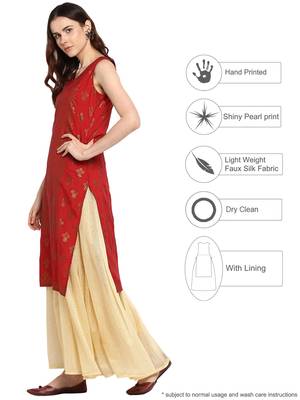 Red printed polyester kurtis 3